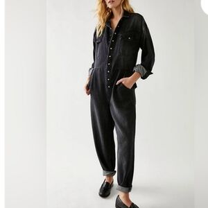 FREE PEOPLE Townes Denim Coverall Utility Jumpsuit XS We The Free NWOT
